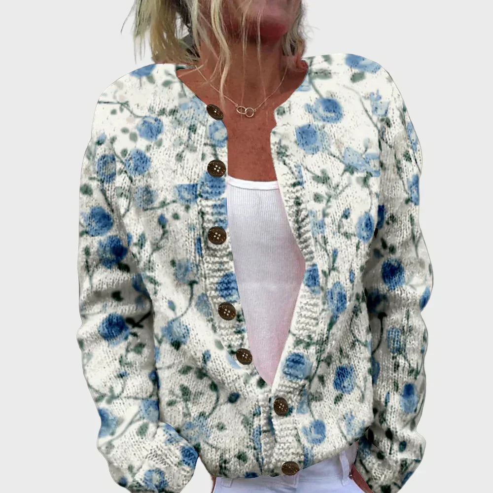 Elegant patterned knitted cardigan