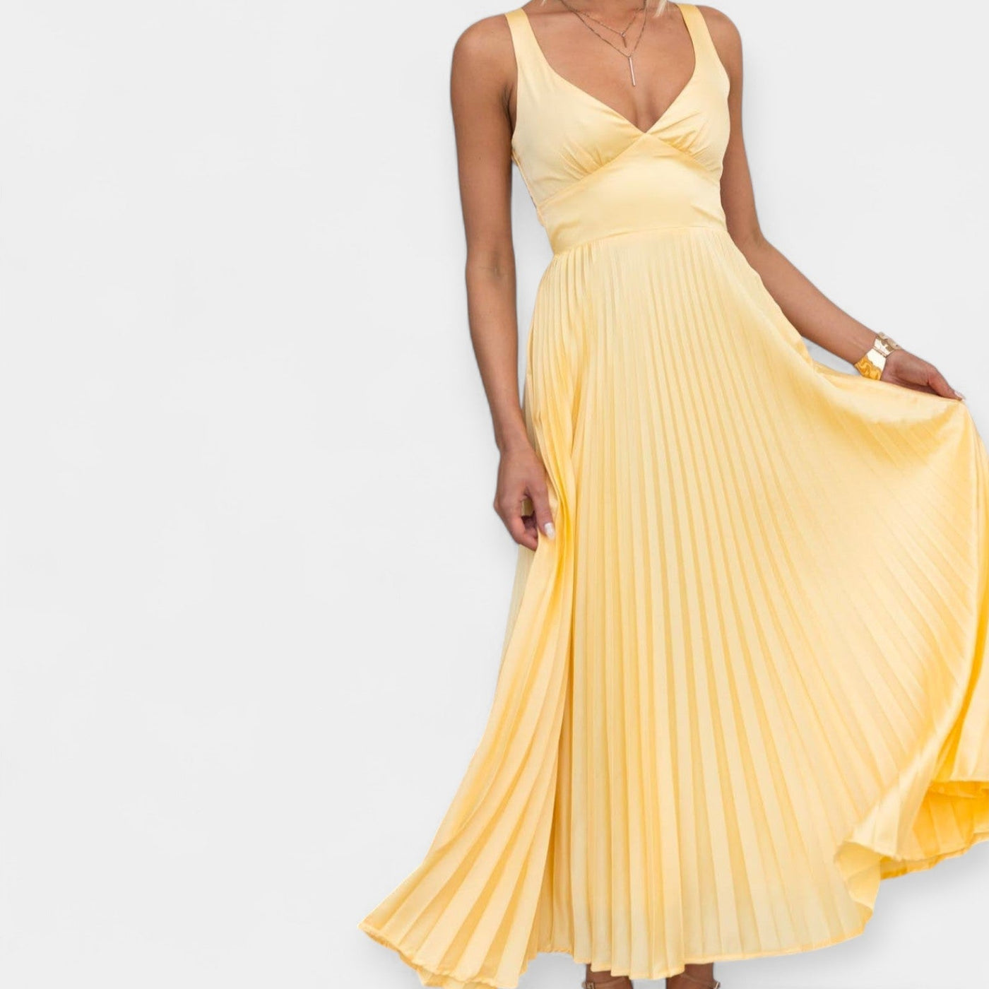 Yellow maxi dress with open back