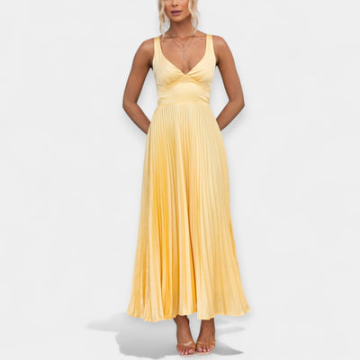 Yellow maxi dress with open back