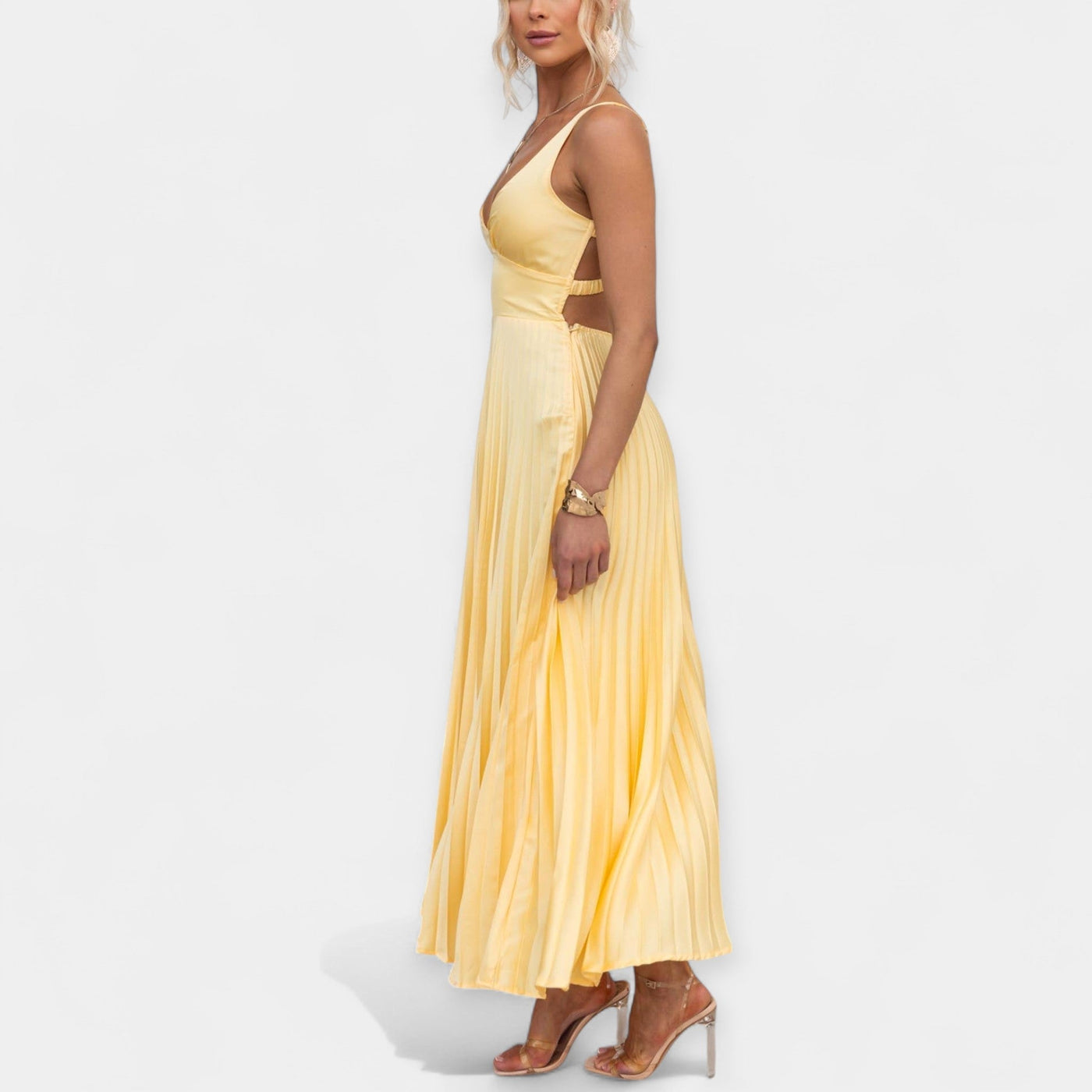 Yellow maxi dress with open back