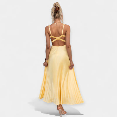 Yellow maxi dress with open back
