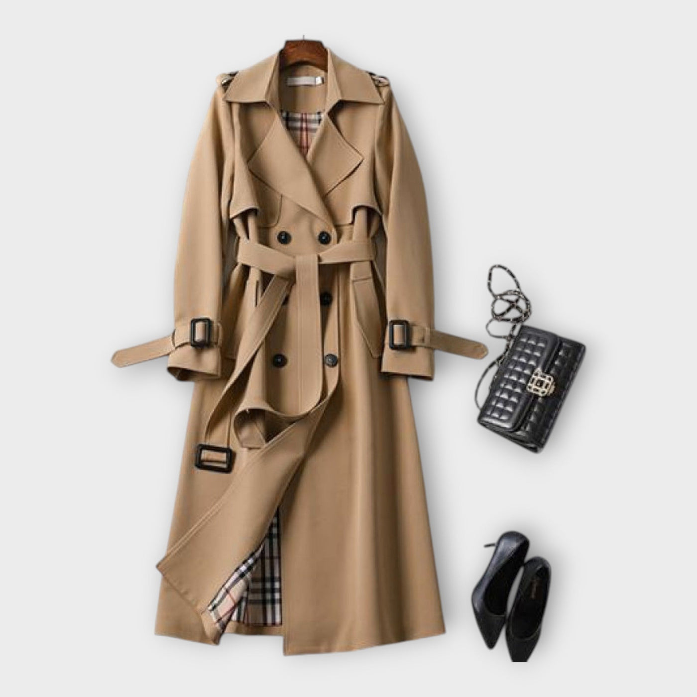 Long trench coat with belt