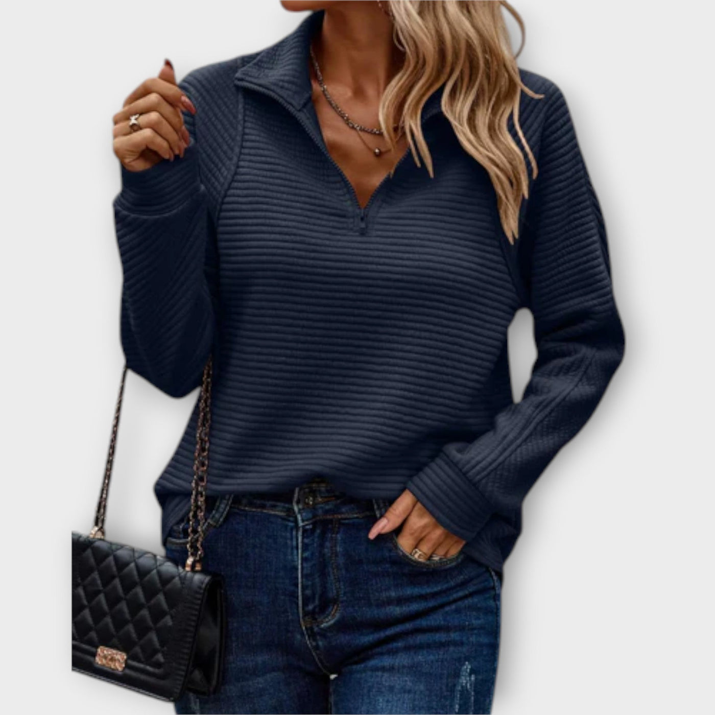 Half-length zipped sweater