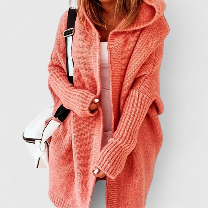 Comfortable knitted cardigan with hood