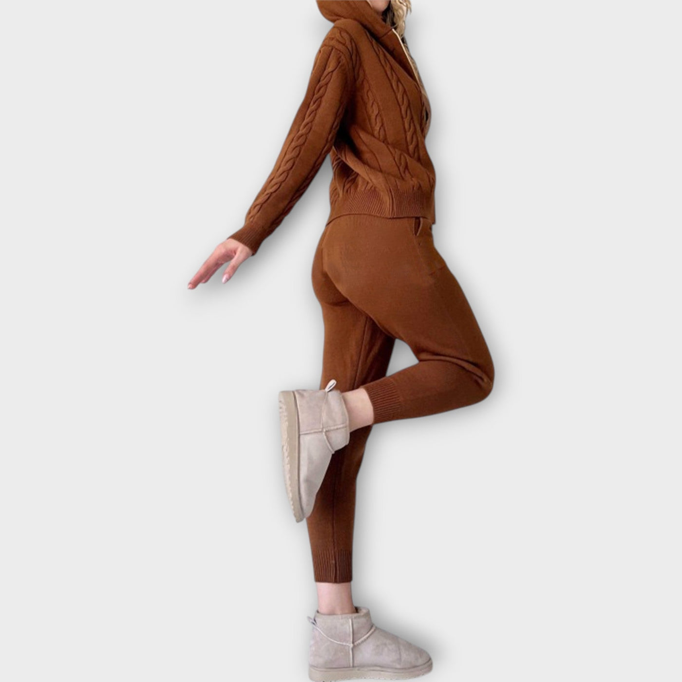 Knitted set with hood and cardigan