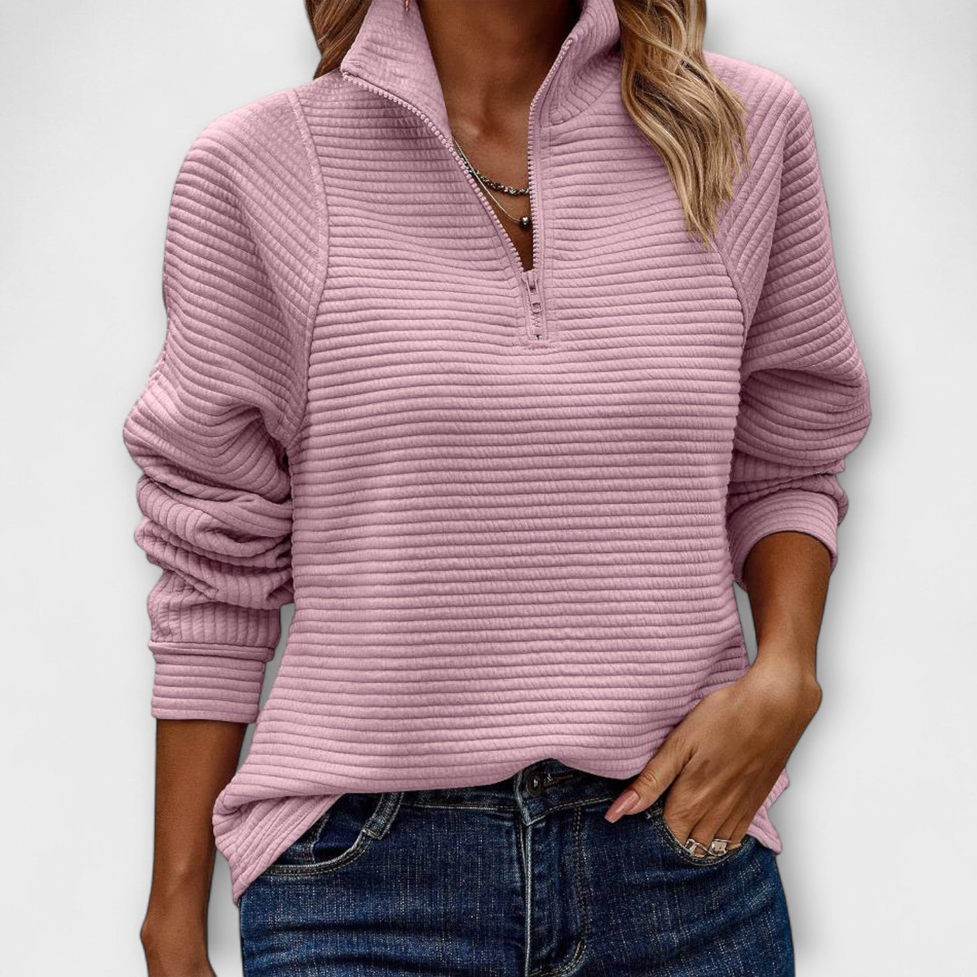 Half-length zipped sweater