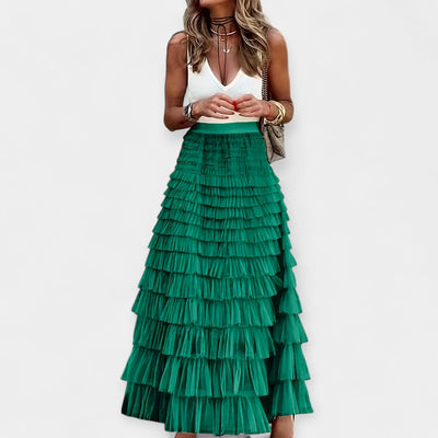 Boho skirt with mesh trim