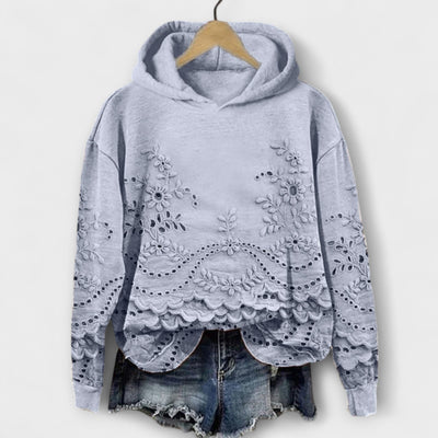 Elegant hooded sweatshirt with lace details