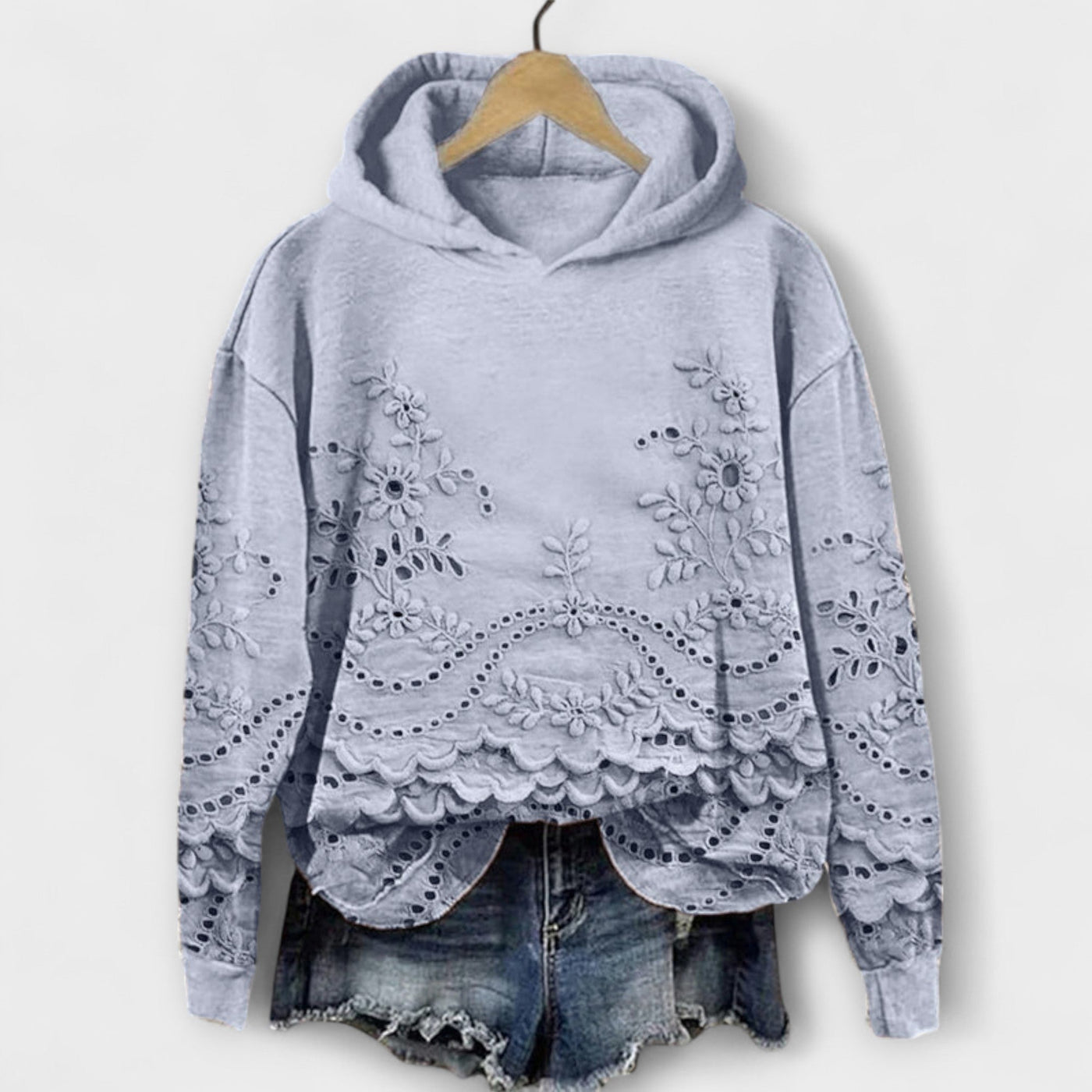 Vintage floral print hooded sweatshirt
