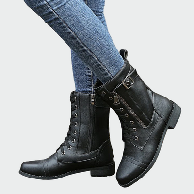 Military style leather boots