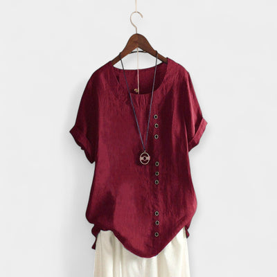 Blouse with buttons and short sleeves