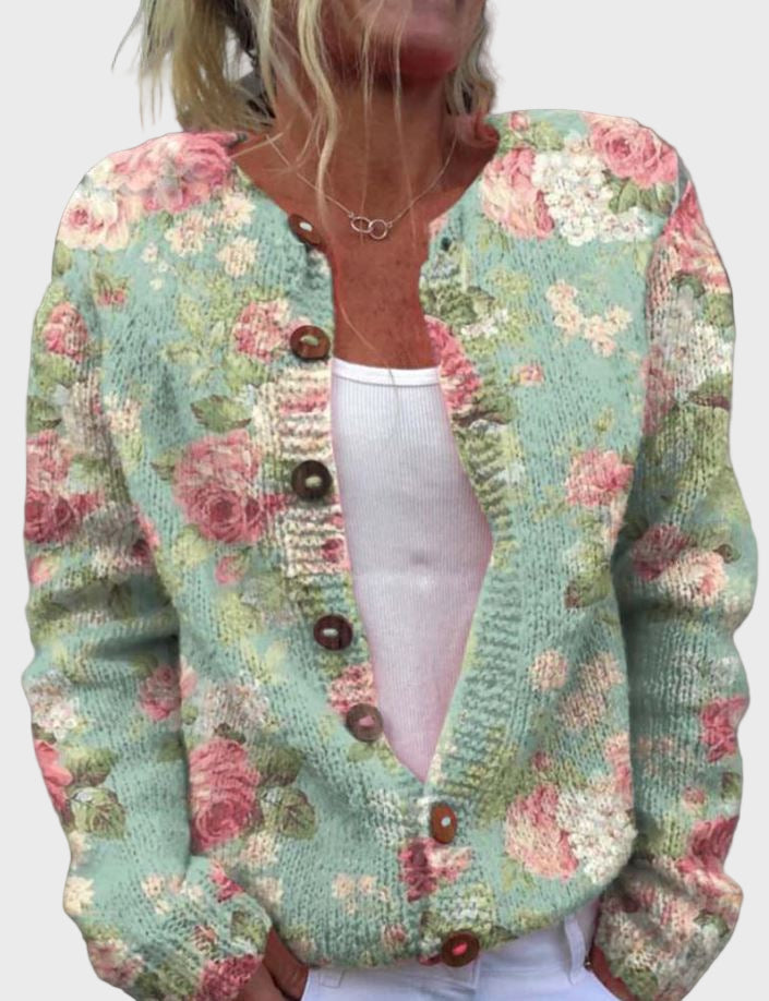Elegant knitted vest with floral pattern