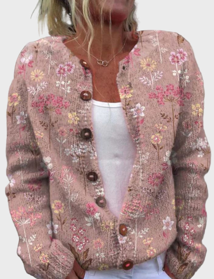 Elegant knitted vest with floral pattern