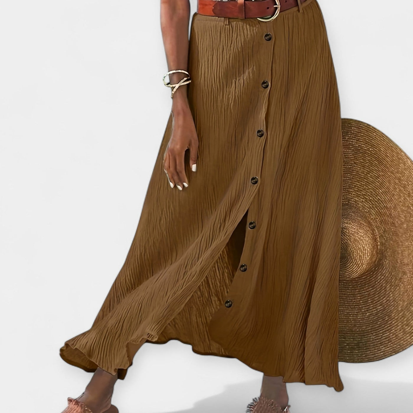 Sheer midi skirt with ripped detail