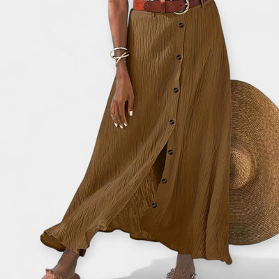 Sheer midi skirt with ripped detail