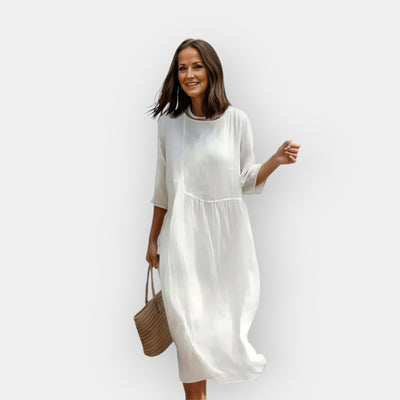 A dress with flattering coverage in the tummy area