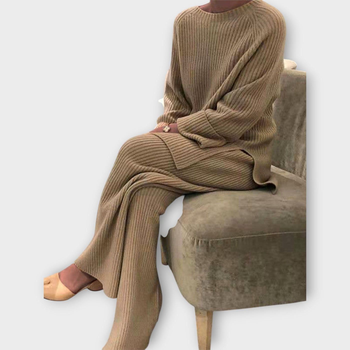 Knitted set with openwork pattern