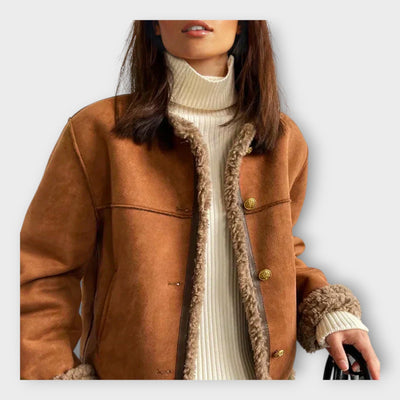 Elegant warm leather jacket