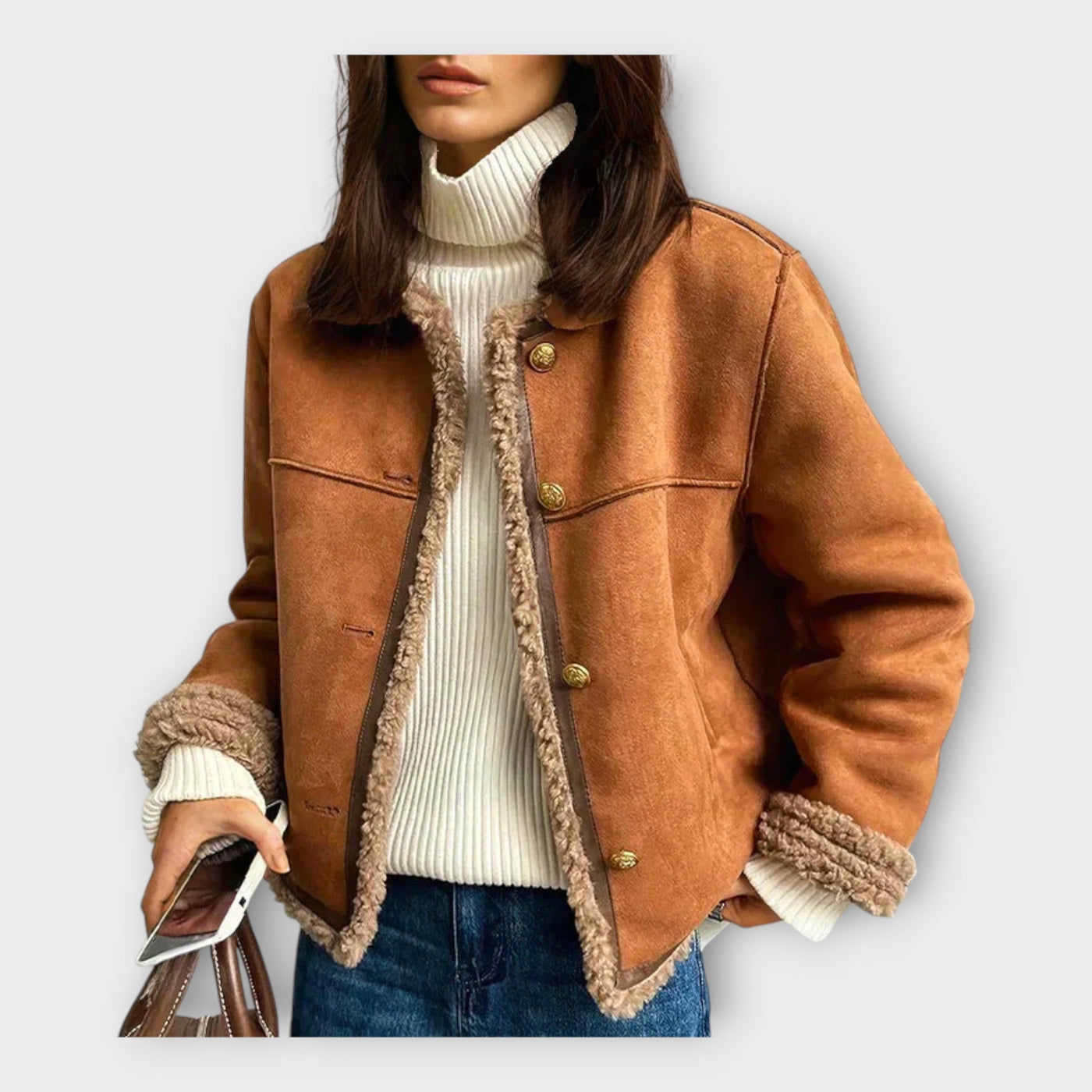 Elegant warm leather jacket