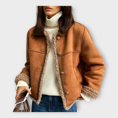 Elegant warm leather jacket