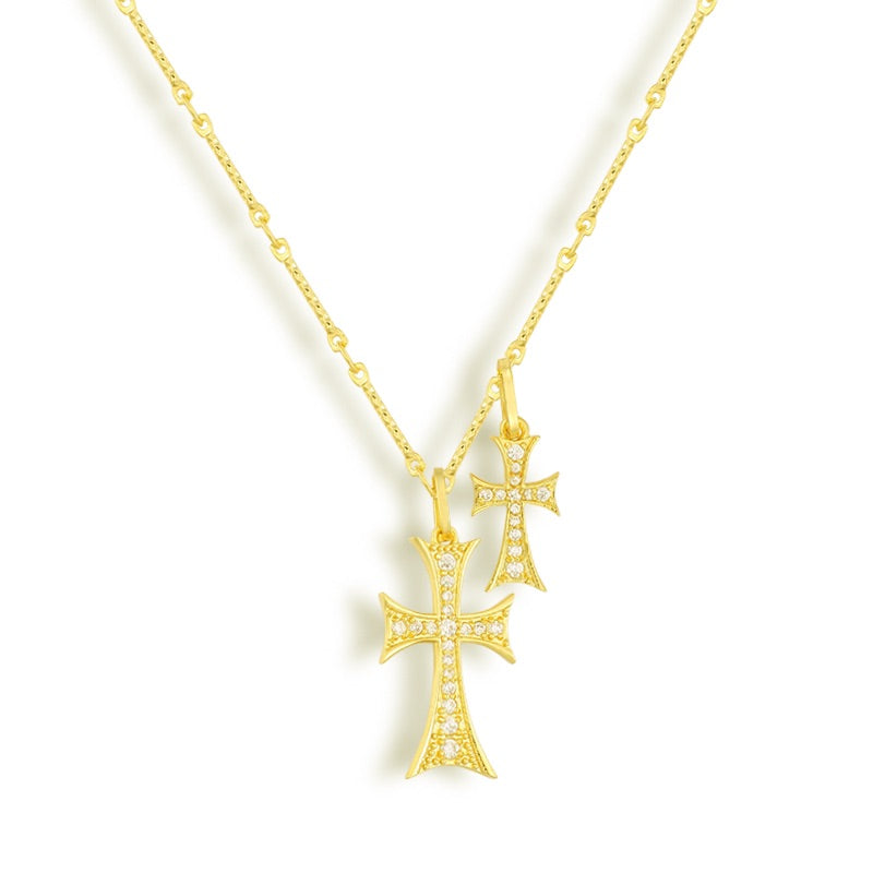 Double cross necklace