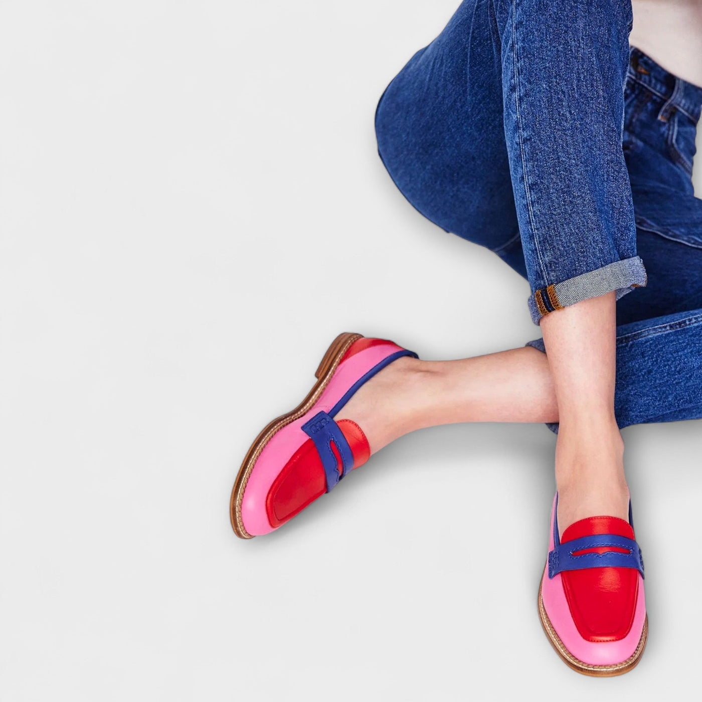 Vibrant tri-color loafers