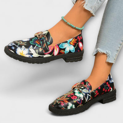 Floral print moccasins