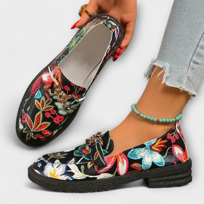 Floral print moccasins