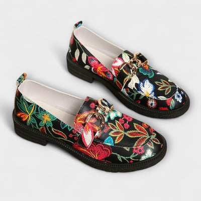 Floral print moccasins