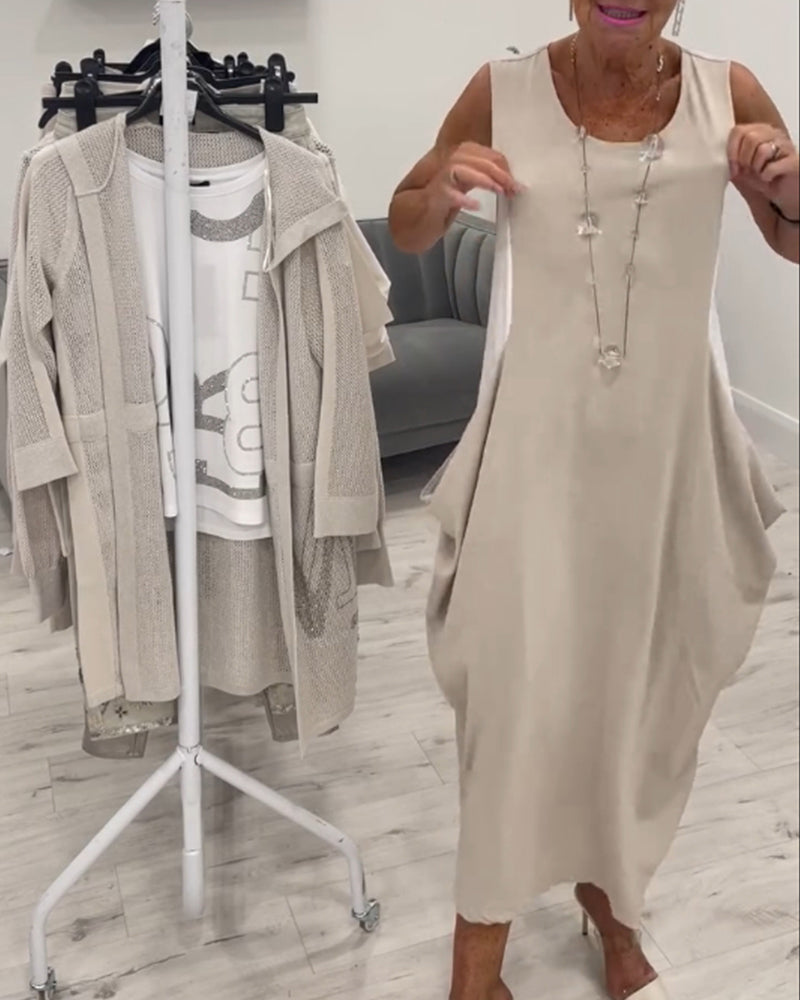 Lightweight dress with a modern cut and pockets