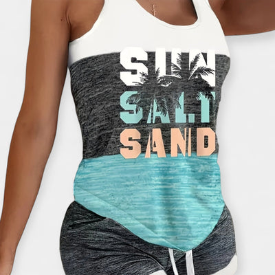 Summer palm tree shirt and shorts set