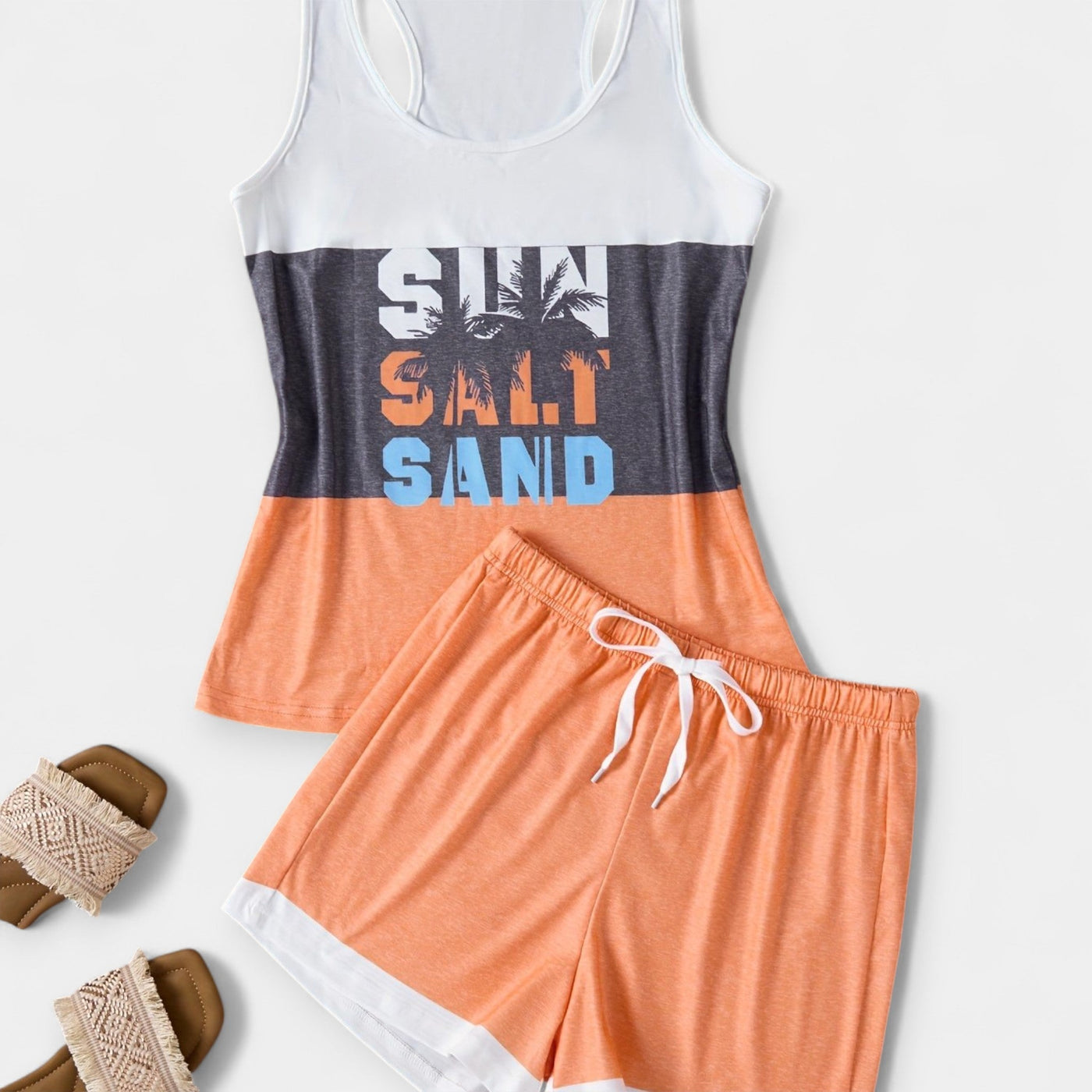 Summer palm tree shirt and shorts set