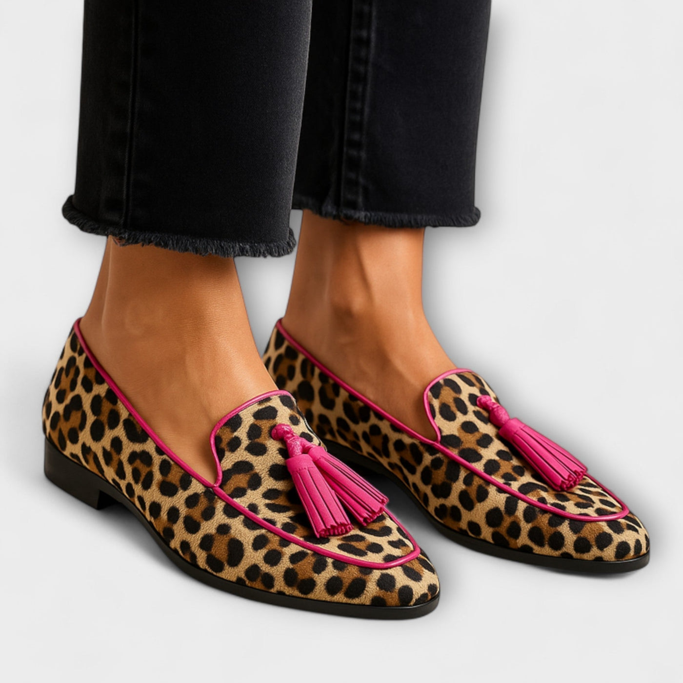 Playful leopard print loafers