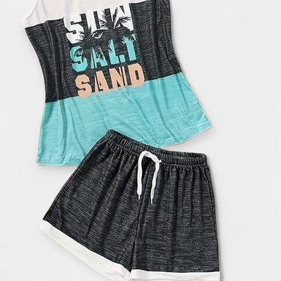 Summer palm tree shirt and shorts set