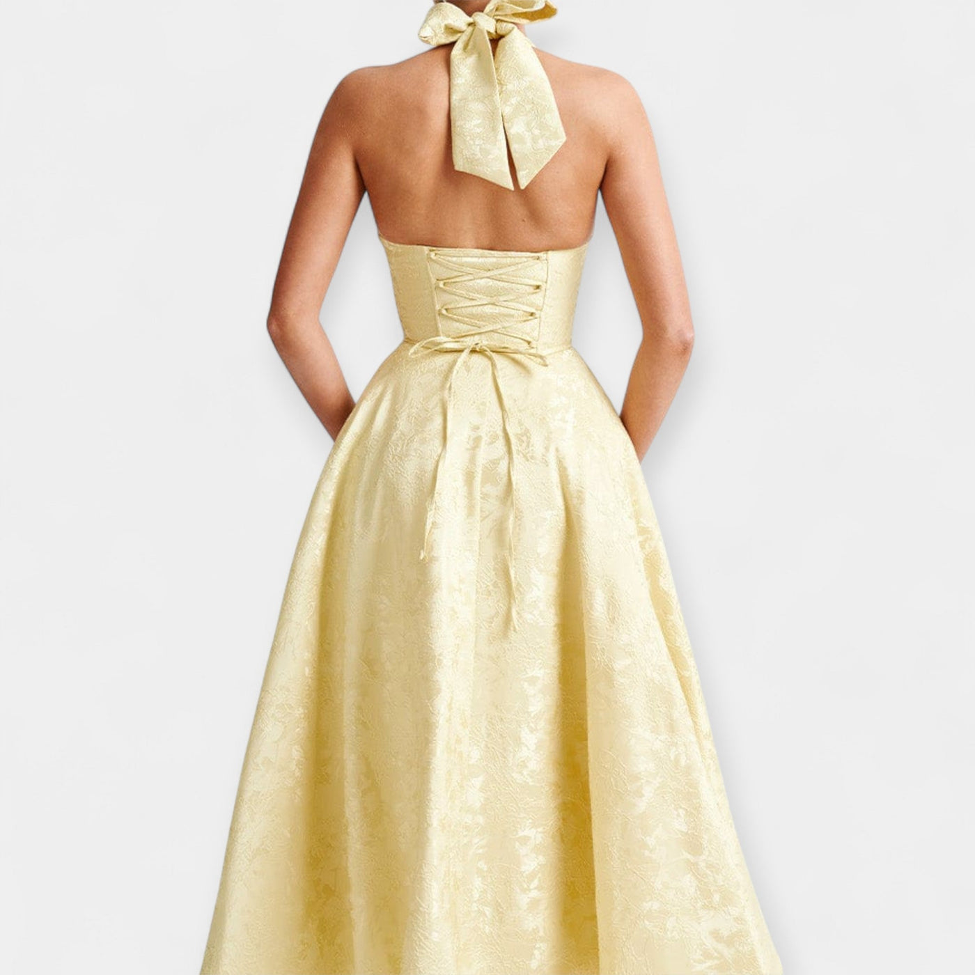 Midi dress with open back and corset