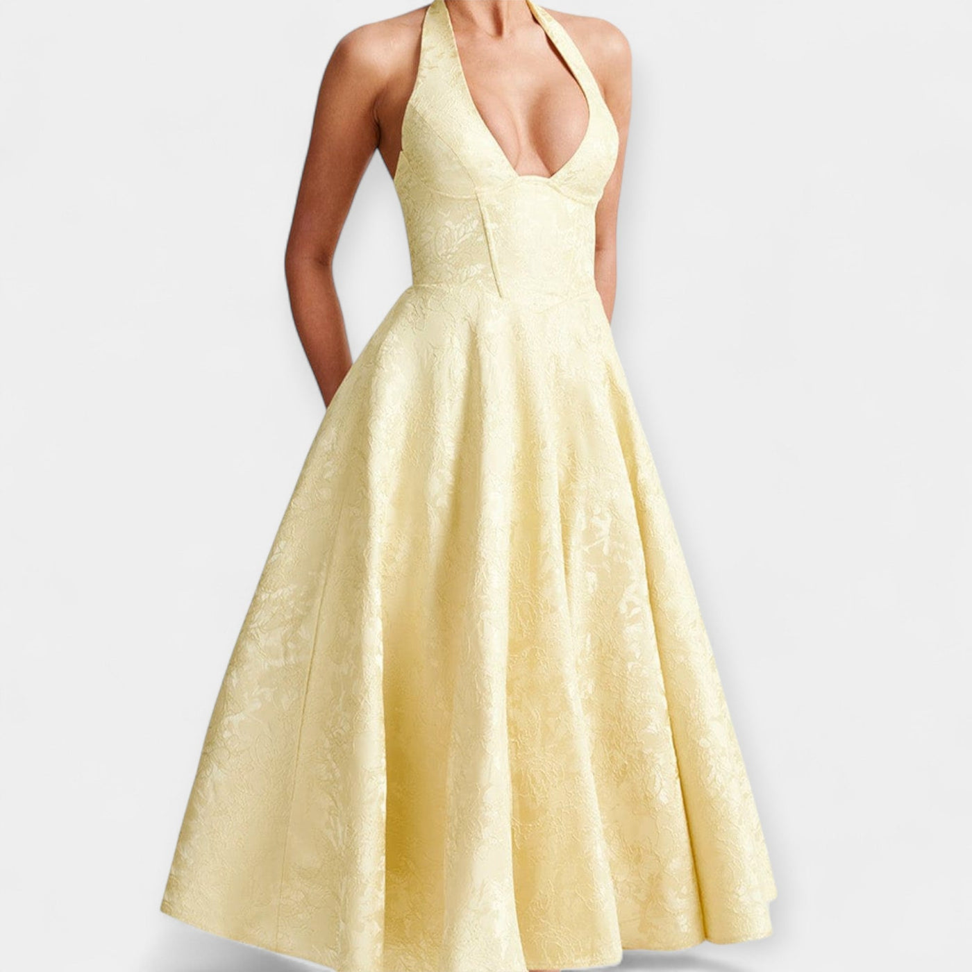 Midi dress with open back and corset