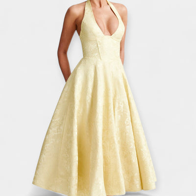 Midi dress with open back and corset