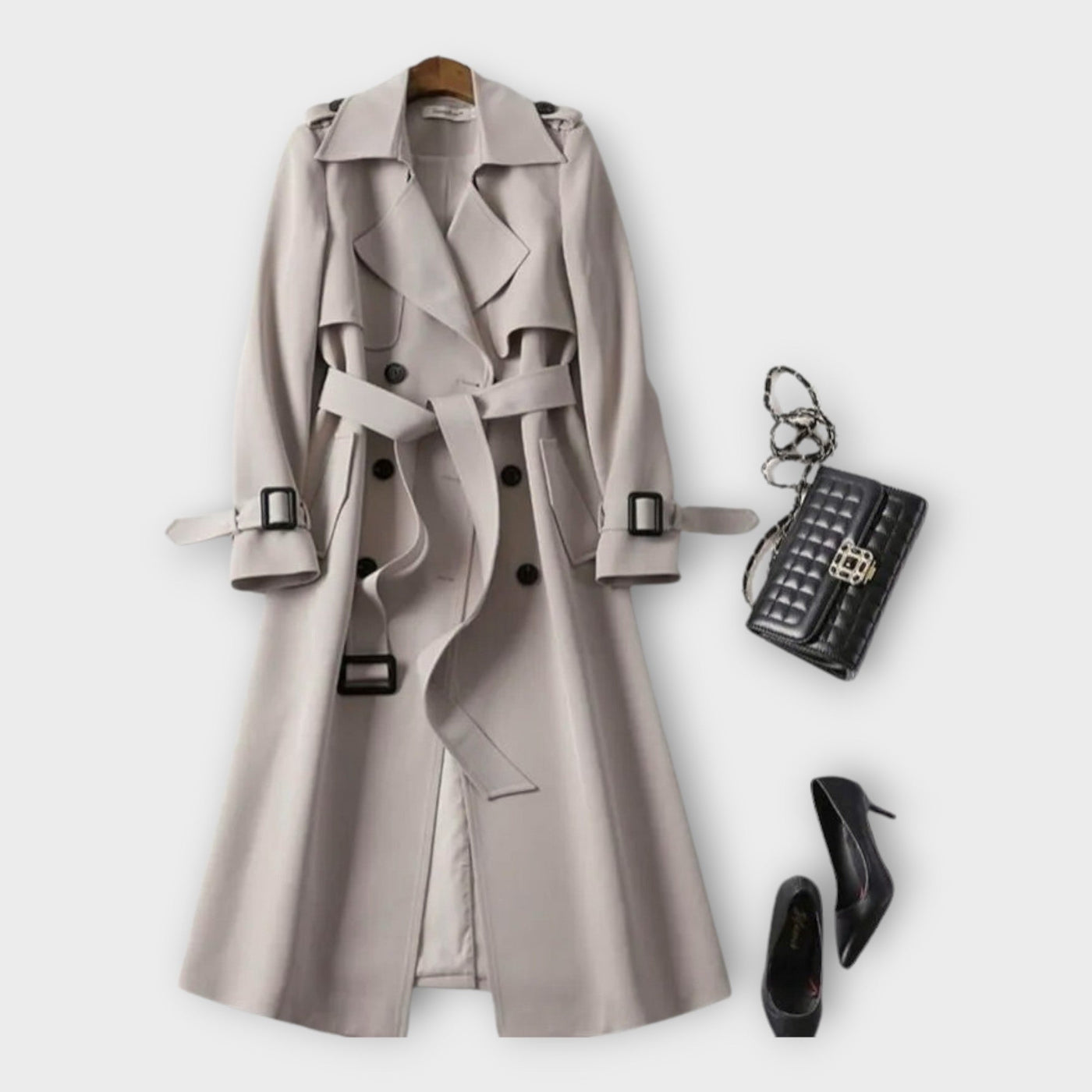 Long trench coat with belt