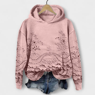 Elegant hooded sweatshirt with lace details