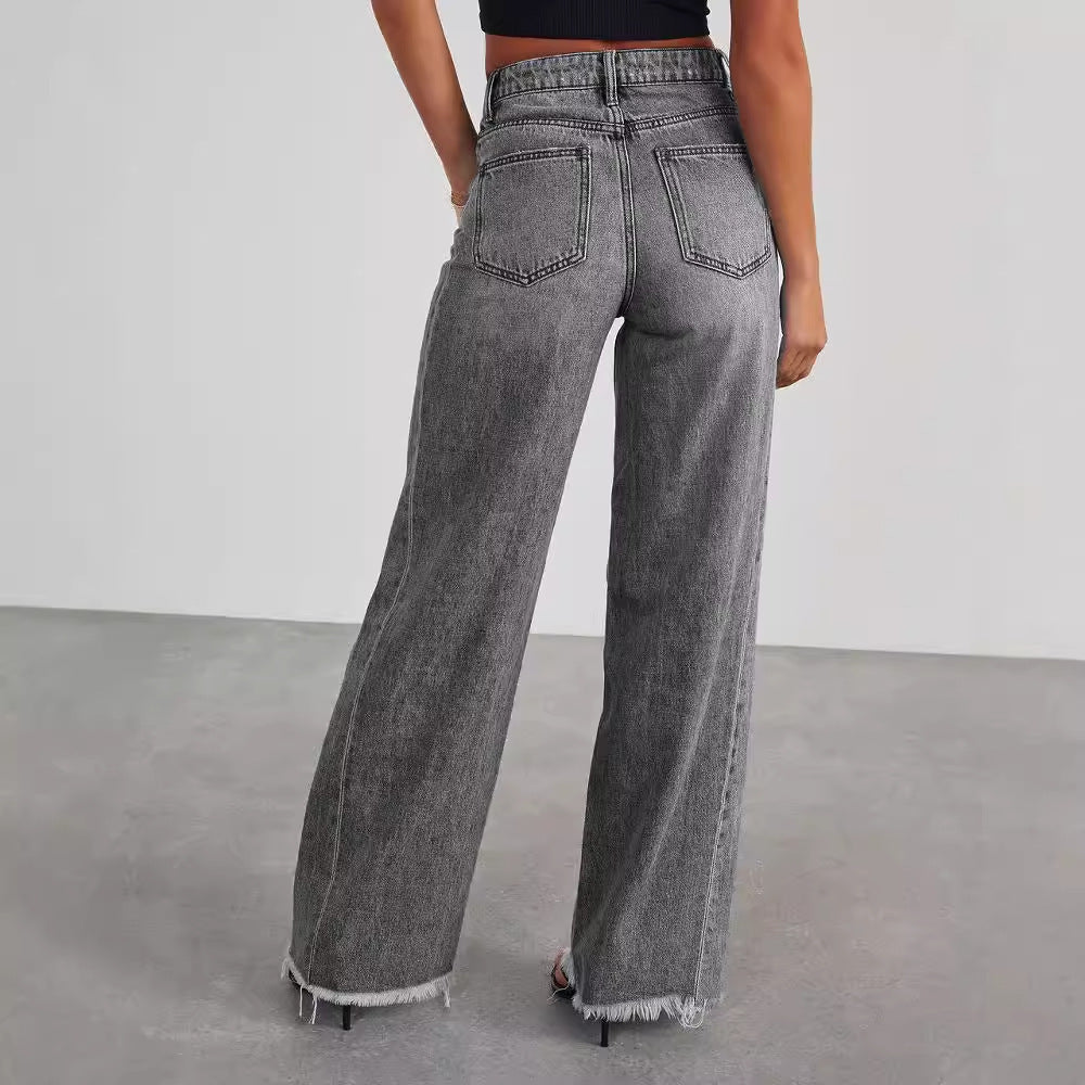 High-waisted Straight Fit Jeans