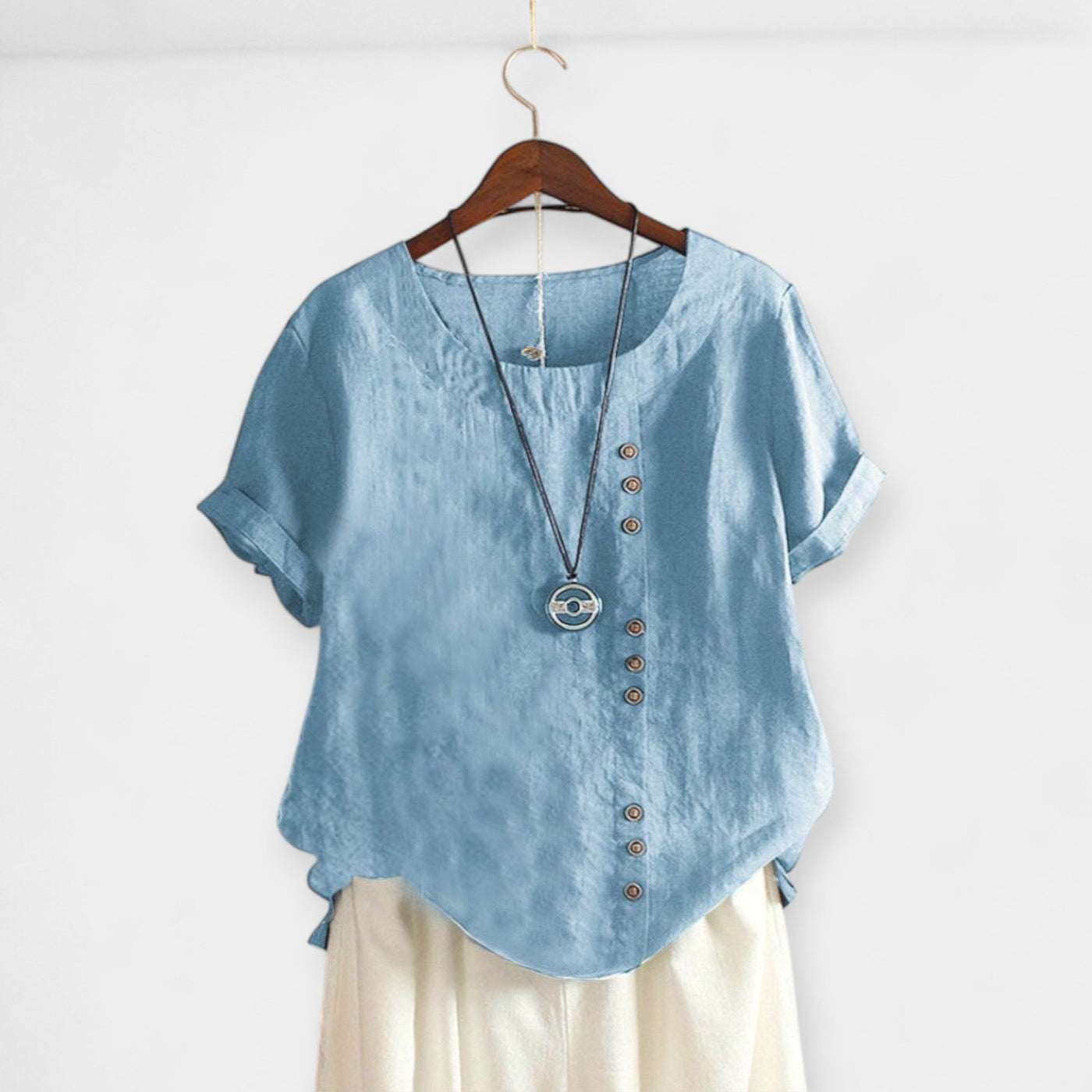 Blouse with buttons and short sleeves