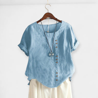 Blouse with buttons and short sleeves
