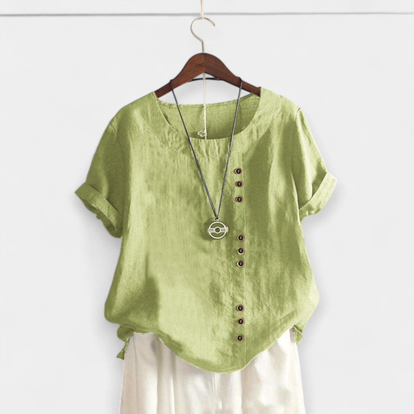 Blouse with buttons and short sleeves