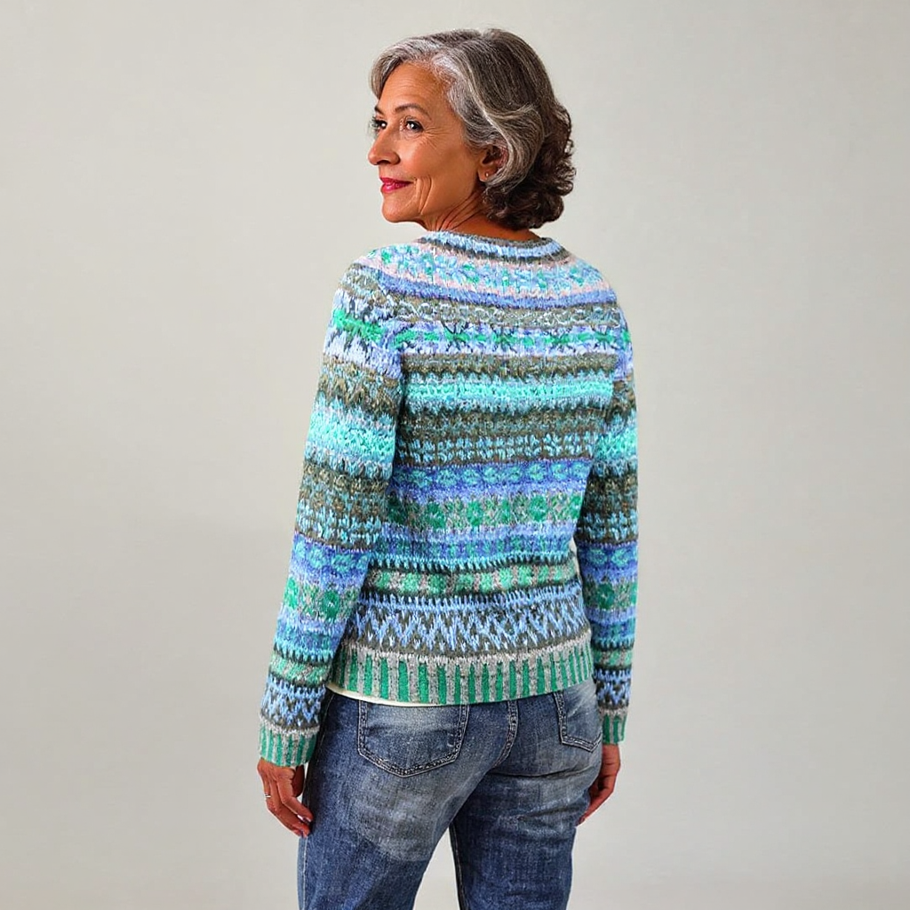 Knitted sweater with geometric patterns