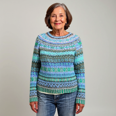 Knitted sweater with geometric patterns