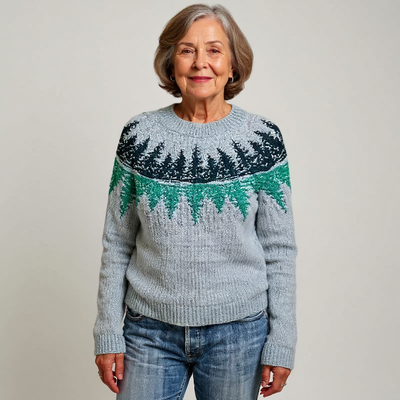 Knitted sweater with a nature-inspired pattern