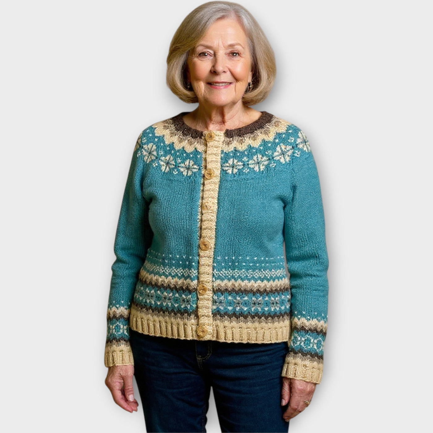 Knitted sweater with buttons