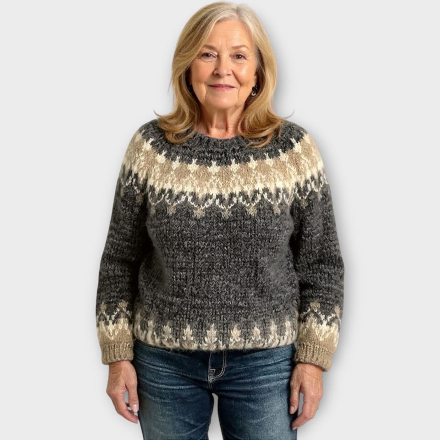 Knitted sweater with a timeless design