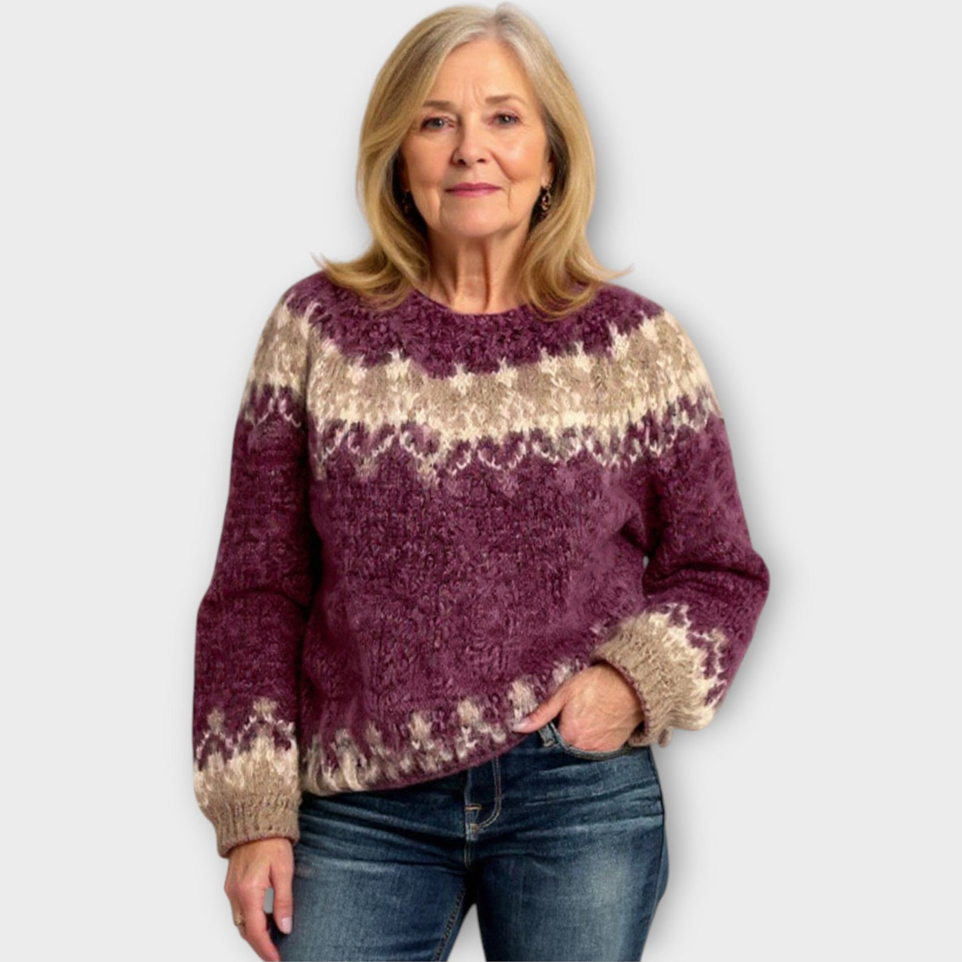Knitted sweater with a timeless design