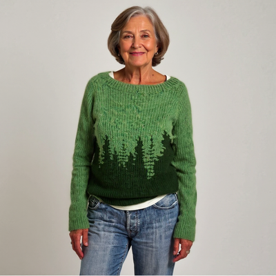 Knitted sweater with a nature-inspired pattern